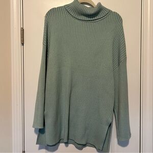 Women's Ribbed Turtleneck Sweater - Blue